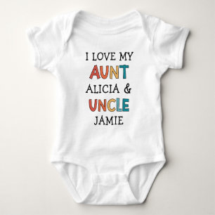 Personalized Cute I Love My Aunt and Uncle Baby Bodysuit