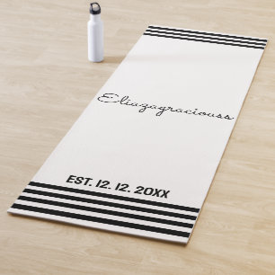 Personalized Cute Initial Name White B;ack Modern  Yoga Mat