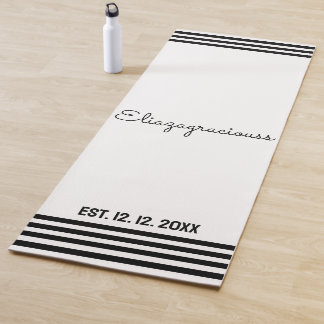 Personalized Cute Initial Name White B;ack Modern  Yoga Mat