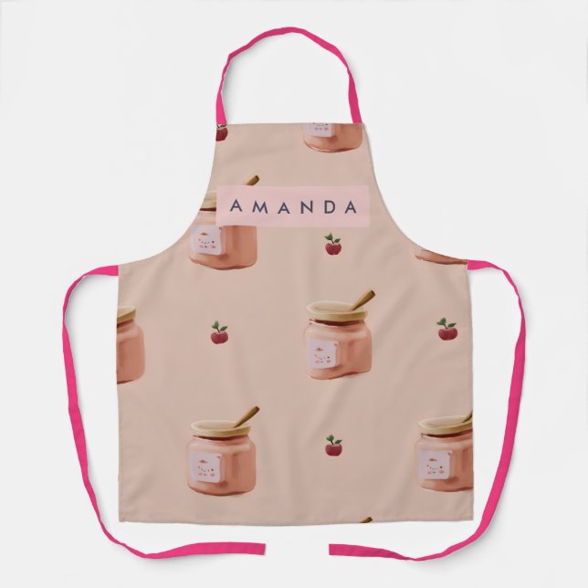 Personalized Cute Jam Jar Pattern Apron (Front)