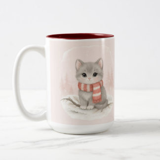Personalized Cute Kitten Winter Mug