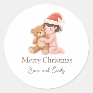 Personalized cute little girl and teddy Sticker
