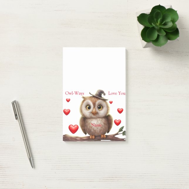 Personalized Cute little owl on branch Post-it Notes (Office)