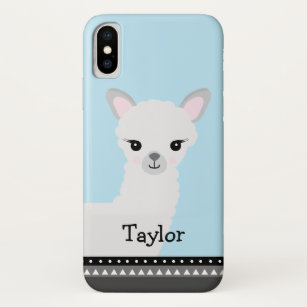 Personalized Cute Llama phone case blue