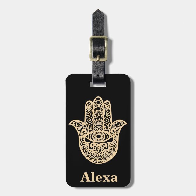 Personalized Cute lucky hamsa hand Luggage Tag (Front Vertical)