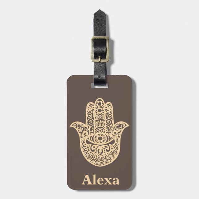 Personalized Cute lucky hamsa hand Luggage Tag (Front Vertical)