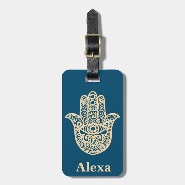 Personalized Cute lucky hamsa hand Luggage Tag (Front Vertical)