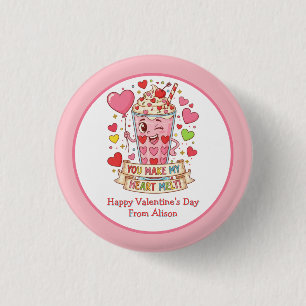 Personalized Cute Milkshake Classroom Valentine 3 Cm Round Badge