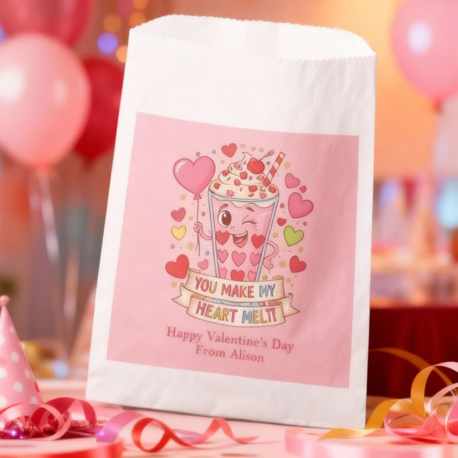 Personalized Cute Milkshake Classroom Valentine Favour Bags (Creator Uploaded)