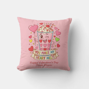 Personalized Cute Milkshake Valentine Cushion