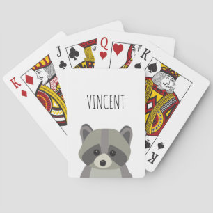 Personalized Cute Modern raccoon illustration  Playing Cards