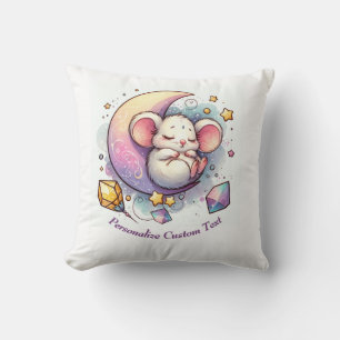 Personalized Cute Mouse Sleeping on a Half Moon Cushion