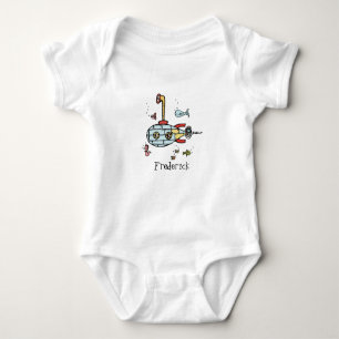 Personalized Cute Nautical Submarine Under Water Baby Bodysuit