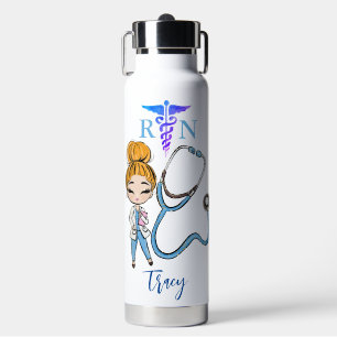 Personalized Cute Nurse Monogram Gift  Water Bottle