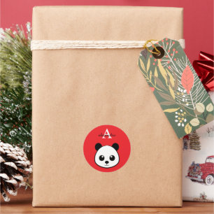 Personalized Cute Panda Bear Monogram Sticker