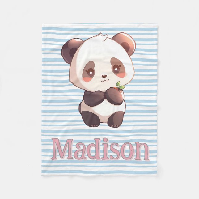 Personalized Cute Panda Fleece Blanket (Front)