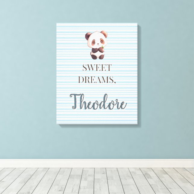 Personalized Cute Panda Sweet Dreams Canvas Print (Insitu(Wood Floor))