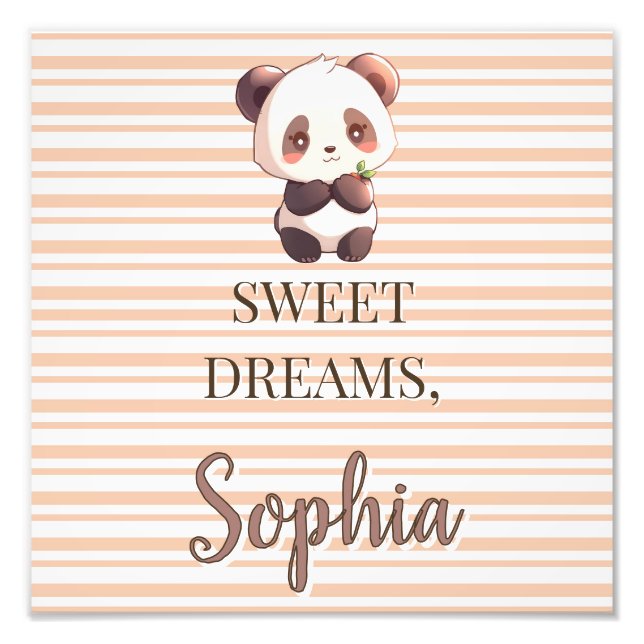 Personalized Cute Panda Sweet Dreams Photo Print (Front)