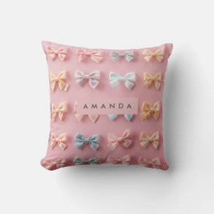Personalized Cute Pastel Bow Charm Cushion