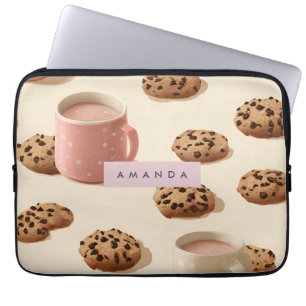 Personalized Cute Pastel Cookies & Milk  Laptop Sleeve