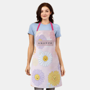 Personalized Cute Pastel Daisy Flower Apron