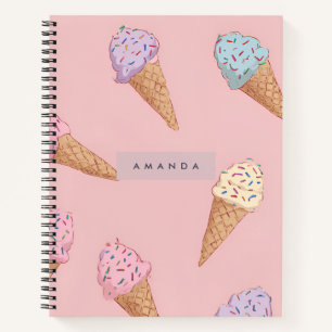 Personalized Cute Pastel Ice Cream  Notebook