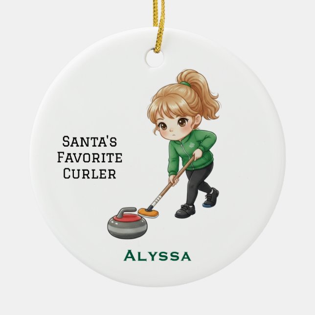 Personalized Cute Personalized Curler Ceramic Tree Decoration (Front)