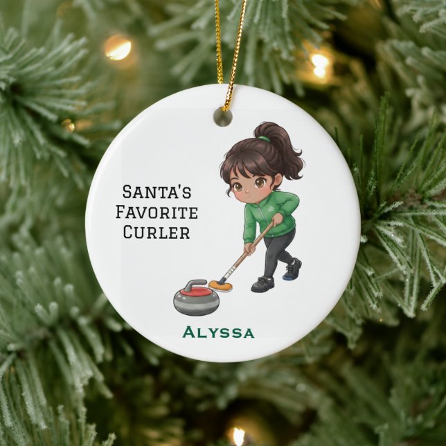 Personalized Cute Personalized Curler/Curling  Ceramic Tree Decoration (Tree)