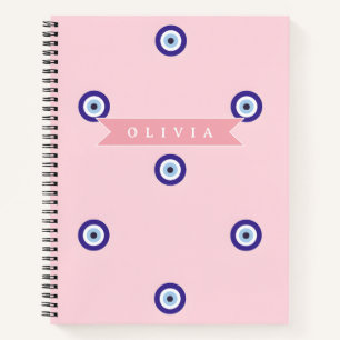 Personalized Cute Pink Evil Eye Custom Gift Notebook
