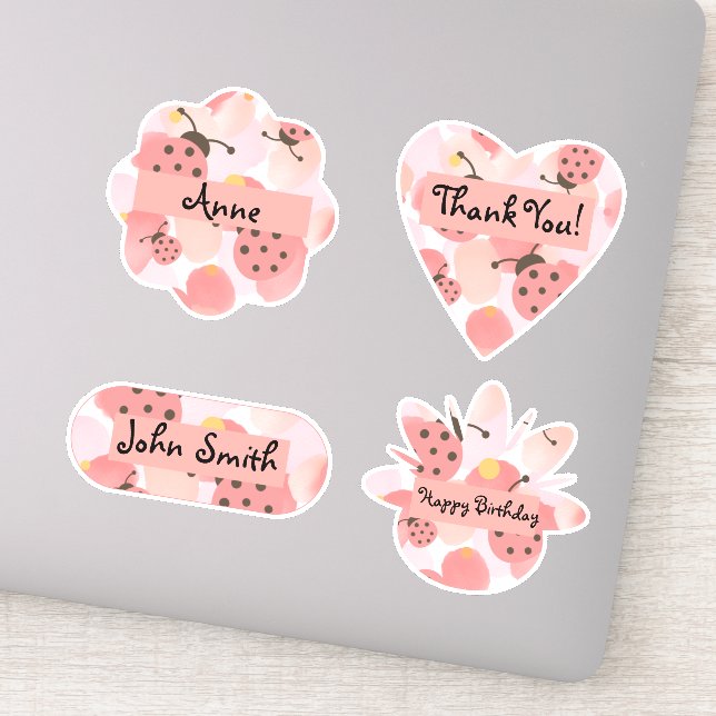Personalized Cute Pink Ladybirds (Detail)
