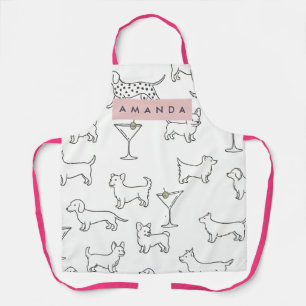 Personalized Cute Playful Dogs & Martinis  Apron
