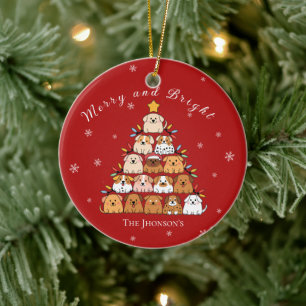 Personalized cute puppies Christmas tree dog lover Ceramic Tree Decoration
