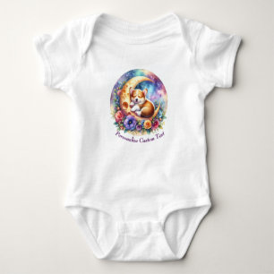 Personalized Cute Puppy Dog Sleeping on Moon Baby Bodysuit