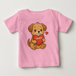 personalized Cute puppy/dog Valentine's day Baby T-Shirt