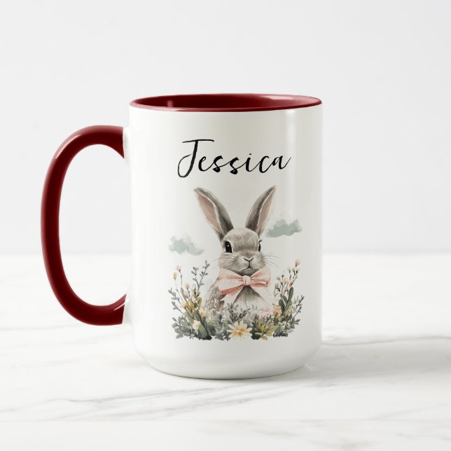 Personalized Cute Rabbit | Adorable Bunny Animal Mug (Left)