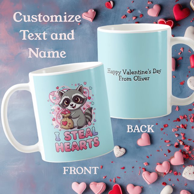Personalized Cute Raccoon Valentine's Day Coffee Mug (Creator Uploaded)