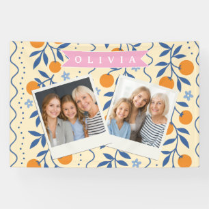 Personalized cute retro citrus folk pattern banner