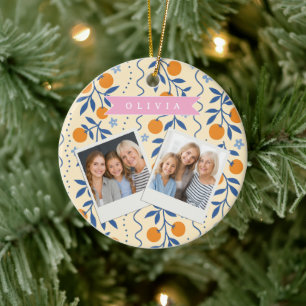 Personalized cute retro citrus folk pattern ceramic tree decoration
