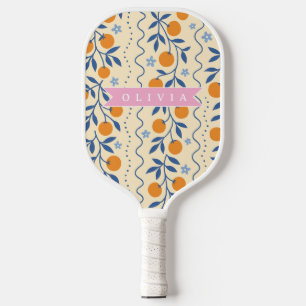 Personalized cute retro citrus folk pattern pickleball paddle