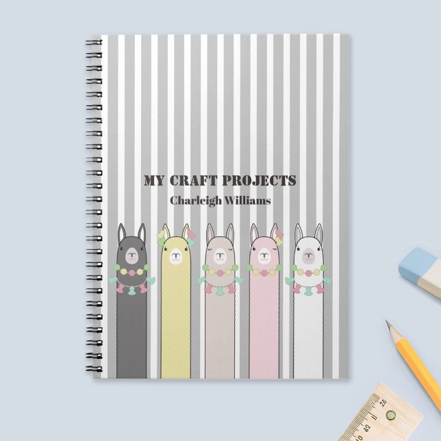 Personalized Cute Retro Colorful Llamas Notebook (Creator Uploaded)