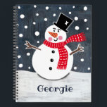 Personalized Cute Snowman Christmas<br><div class="desc">This Snowman Christmas snow scene is printed from a collage designed by Helen McCartney Designs.</div>