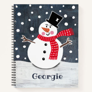 Personalized Cute Snowman Christmas Notebook