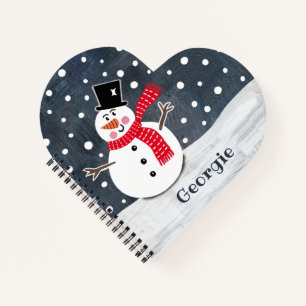 Personalized Cute Snowman Christmas Notebook
