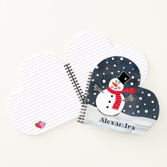 Personalized Cute Snowman Christmas  Notebook (Inside)