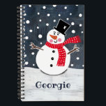 Personalized Cute Snowman Christmas Notebook<br><div class="desc">This Snowman Christmas snow scene is printed from a collage designed by Helen McCartney Designs.</div>