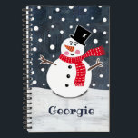 Personalized Cute Snowman Christmas Notebook<br><div class="desc">This Snowman Christmas snow scene is printed from a collage designed by Helen McCartney Designs.</div>