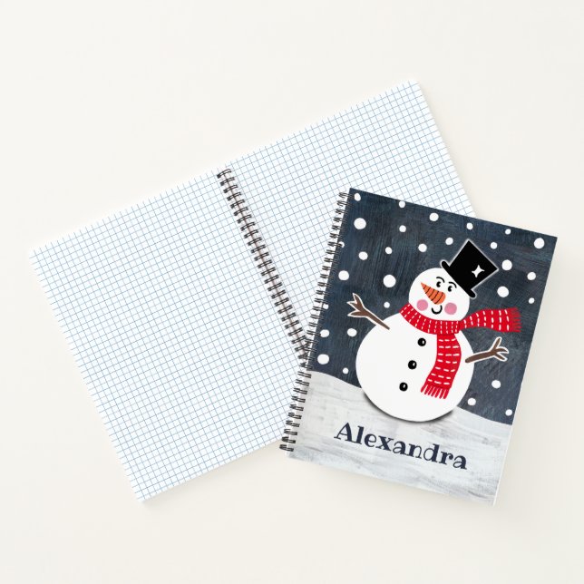 Personalized Cute Snowman Christmas  Notebook (Inside)
