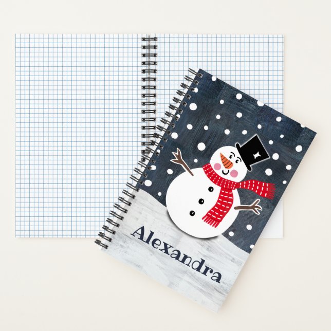 Personalized Cute Snowman Christmas  Notebook (Inside)