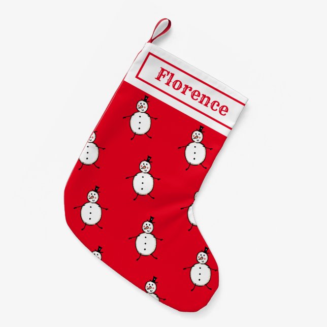 Personalized Cute Snowman Stocking (Front (Hanging))