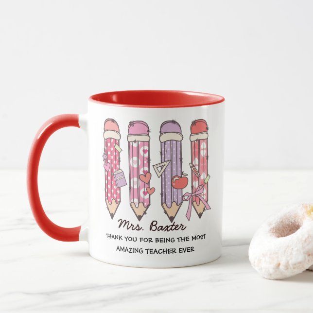 Personalized Cute Teacher Appreciation Gift Mug (With Donut)